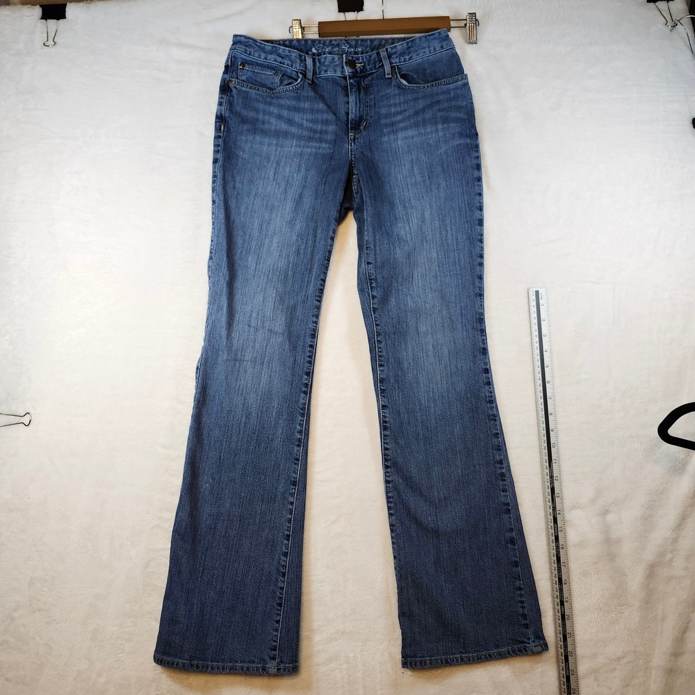 Eddie Bauer Womens Bootcut Jeans Medium Wash Blue Mid Rise Stretch Denim 6 31x30